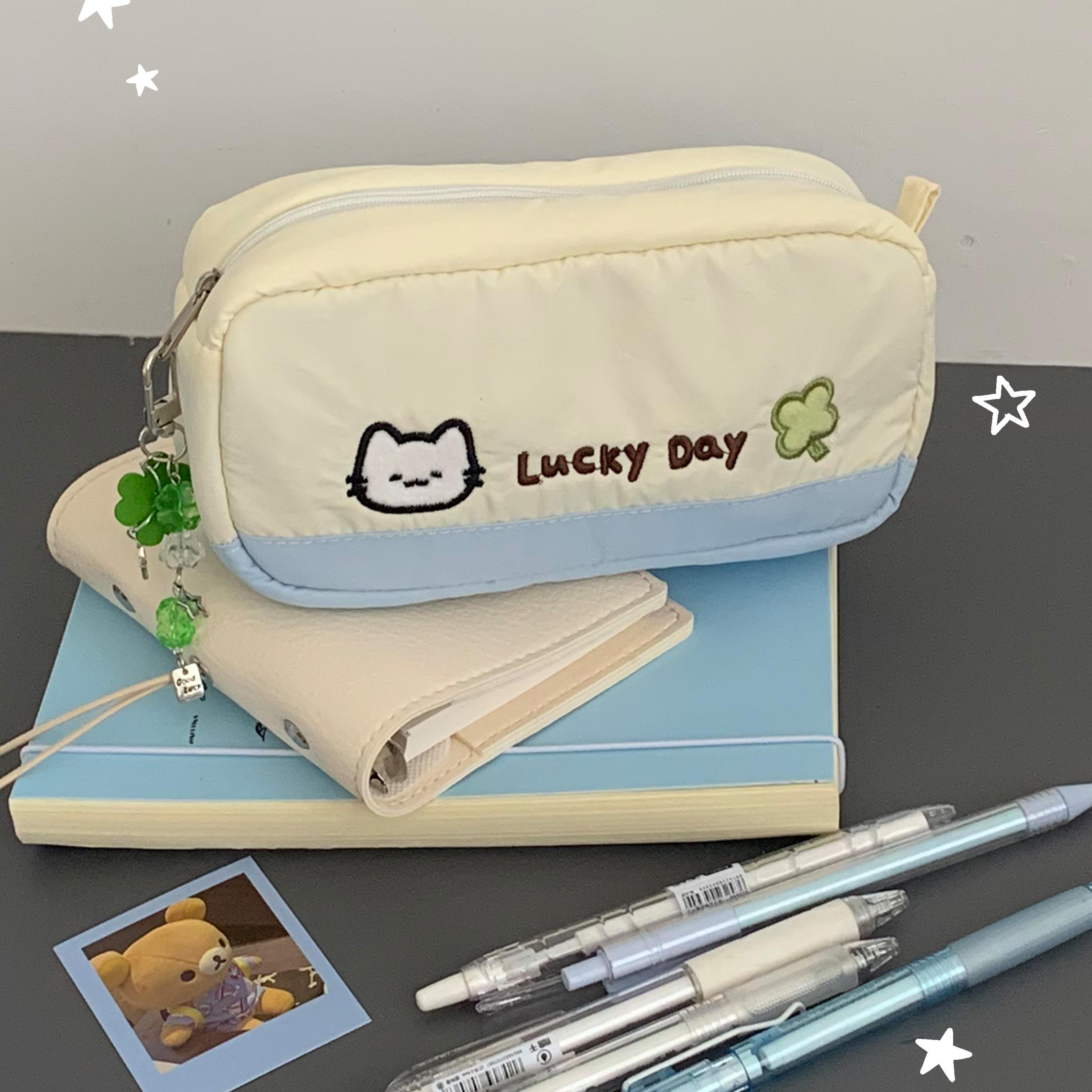 棉花加点糖海豹四叶草笔袋高颜值可爱文具盒学生收纳大容量文具袋
