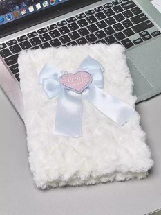 暖萌毛绒记事本可爱少女心高颜值治愈日记本学生蝴蝶结手账本记事