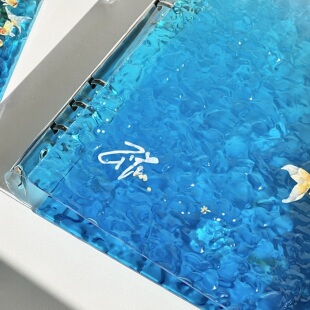 ins蓝色小鱼卡册四宫格A5活页相册亚克力梓渝3寸小卡拍立得收纳册