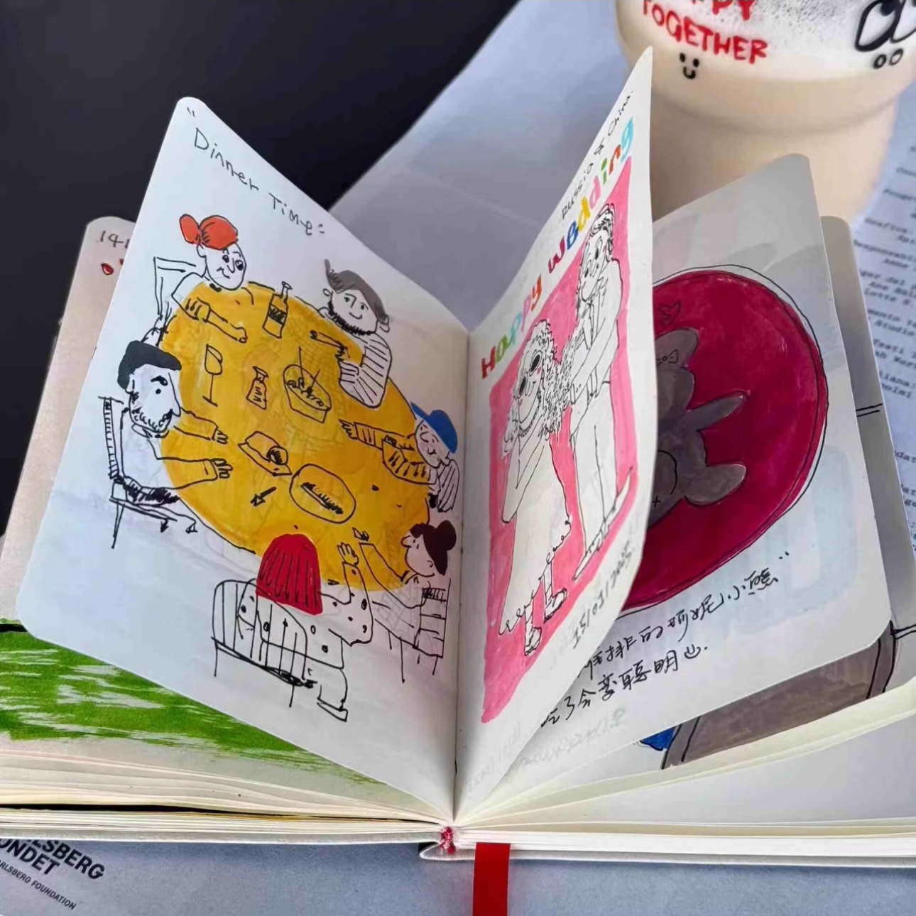 可爱蓝色涂鸦笔记本a6高颜值空白内页初中高校学生日记事手帐本子