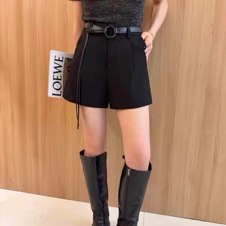 黑色西装短裤女2025秋新韩版气质高腰显瘦外穿A字休闲阔腿裤靴裤