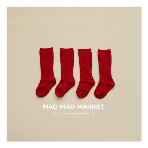 宝宝红色长筒袜婴儿新年袜子