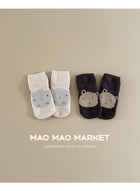 地板袜婴儿秋冬0到3个月男宝宝袜子秋冬新款加厚毛圈袜防滑学步袜