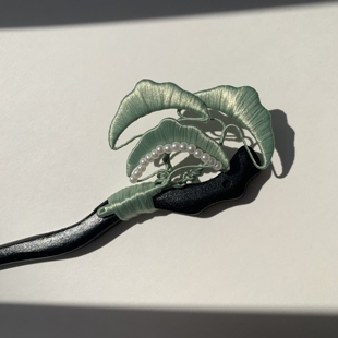 明月松间照松叶成品非遗缠花发簪汉服旗袍配饰情人节礼物