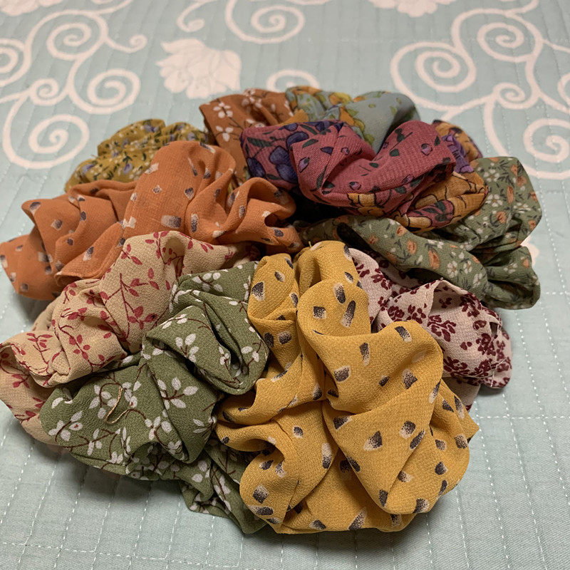 头花满包邮新款碎花布艺发套马尾小饰品两元店发饰大肠圈套雪纺花