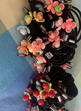 皮筋红珠子配饰串珠满包邮两元一元发绳小饰品夜市货源黑色蝴蝶结