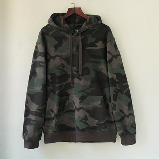 宽松休闲卫衣外套上衣有大码 嘻哈潮牌男女情侣款 春秋迷彩套头帽衫