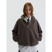 PURE2 PULLOVER肌理羊毛混纺短宽半拉链套头卫衣 WOOL HALF ZIP