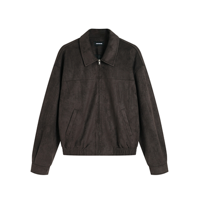 PURE2麂皮绒短宽拉链夹克外套