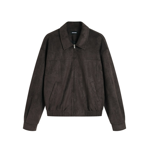 PURE2麂皮绒短宽拉链夹克外套