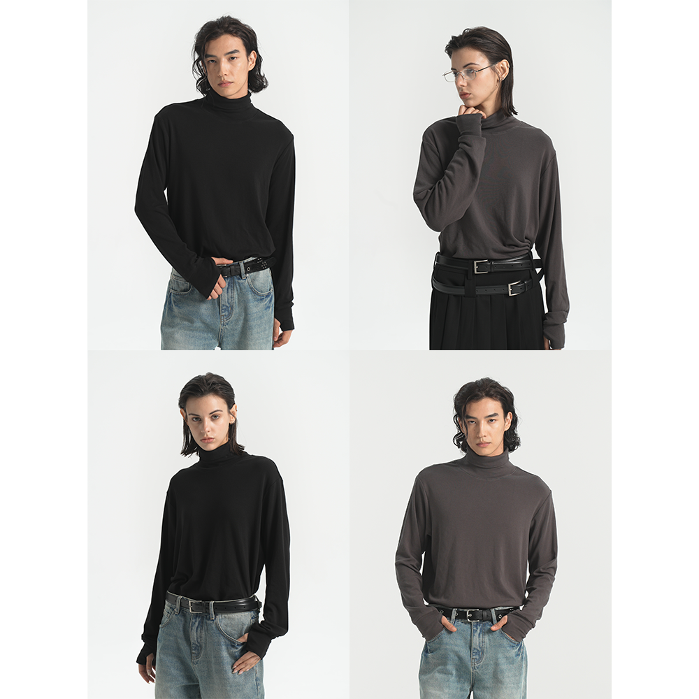 PURE2德绒混纺保暖高领打底长袖