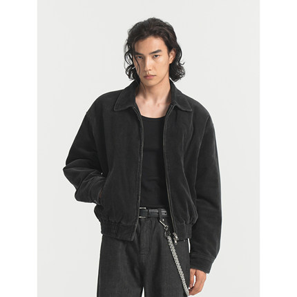 PURE2 VINTAGE CORDUROY JACKET 水洗做旧短宽灯芯绒翻领棉服夹克