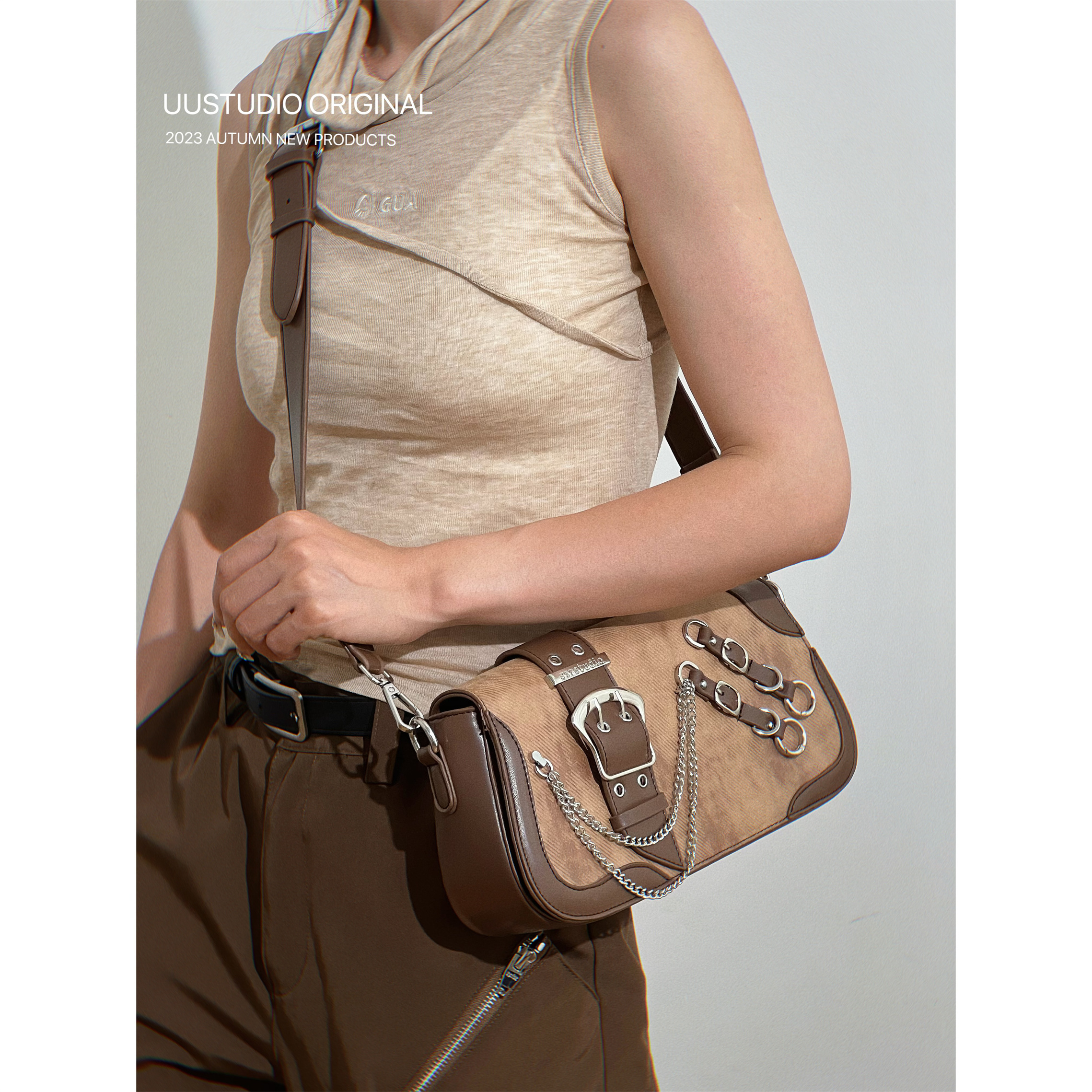 uustudio原创美式复古辣妹机车包