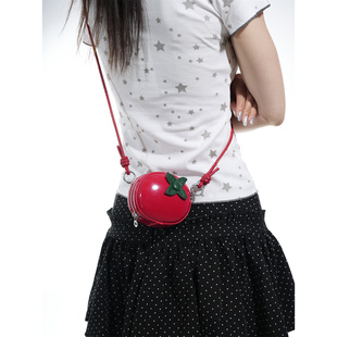 uustudio原创设计时尚百搭压壳柿子番茄包小众迷你口红耳机小圆包