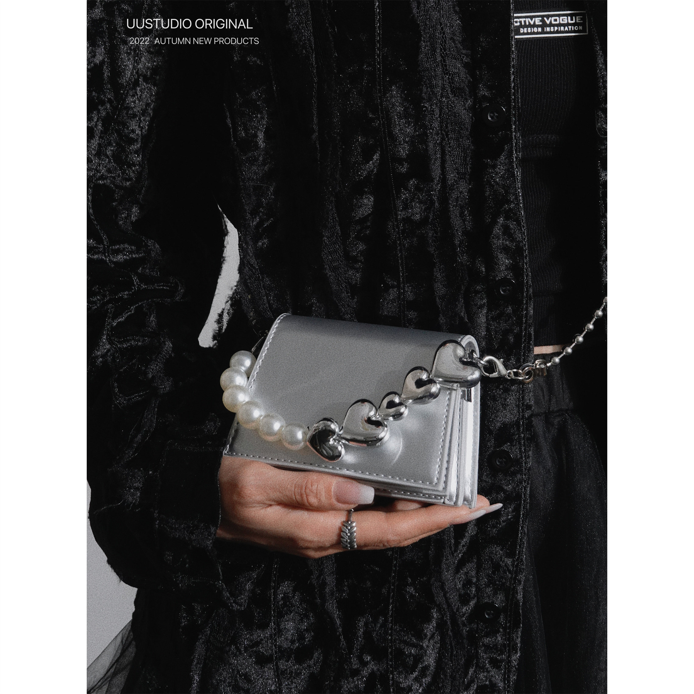 uustudio小众设计暗黑系甜酷风辣妹AGB迷你爱心珠链条斜挎小方包,箱包皮具/热销女包/男包,小方包,淘宝优惠券,粉丝福利购,淘宝优惠卷