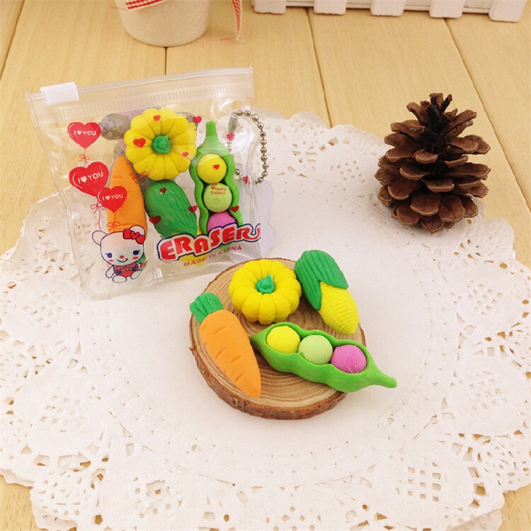 六一儿童学习卡通橡皮擦袋装 创意日韩国文具礼物仿真卡通食物