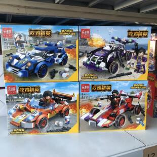 乐迪拼7111和平世界精英赛战车吃鸡飙车战场拼装DIY积木人仔玩具
