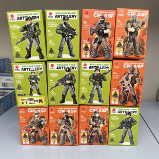 翔竣陆军特种兵二战美军特警武器拼装男军事兵人仔玩具积木9918