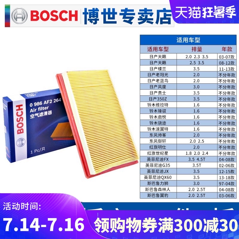 máy lọc không khí trên ô tô xiaomi Lọc gió Bosch phù hợp cho lưới lọc gió Nissan Teana, New Teana Bluebird, Suzuki Fengyu Qiyue Shuike G35 máy lọc không khí 70mai 	bộ lọc không khí trên ô tô	