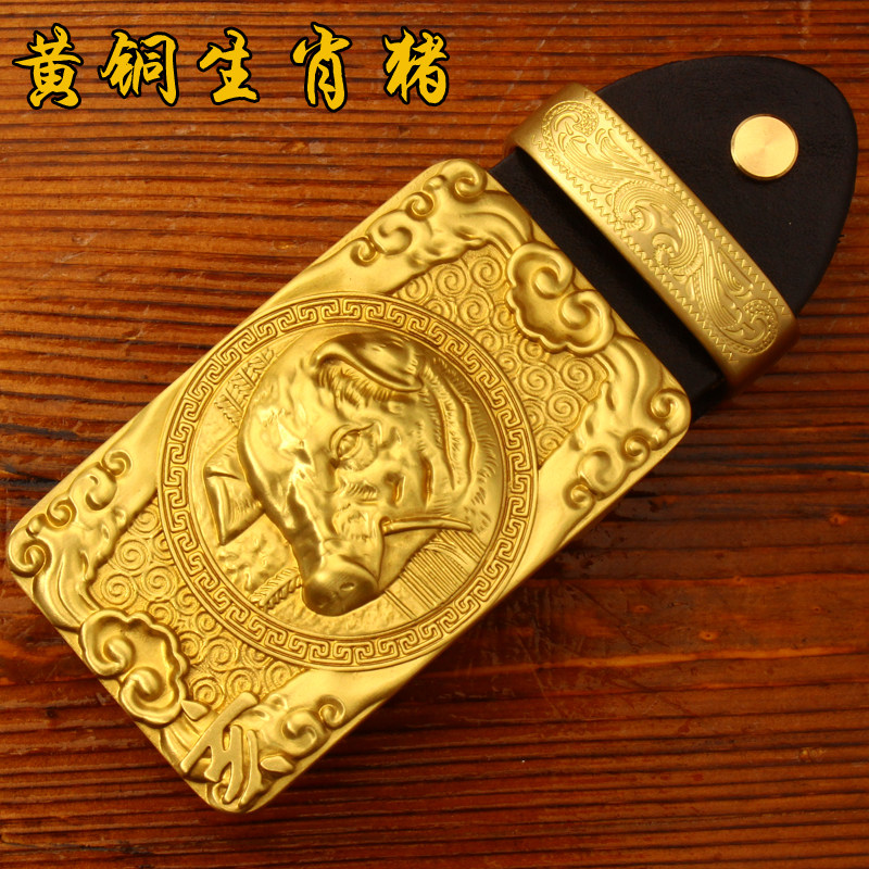 十二生肖黄铜卡子高档皮带扣
