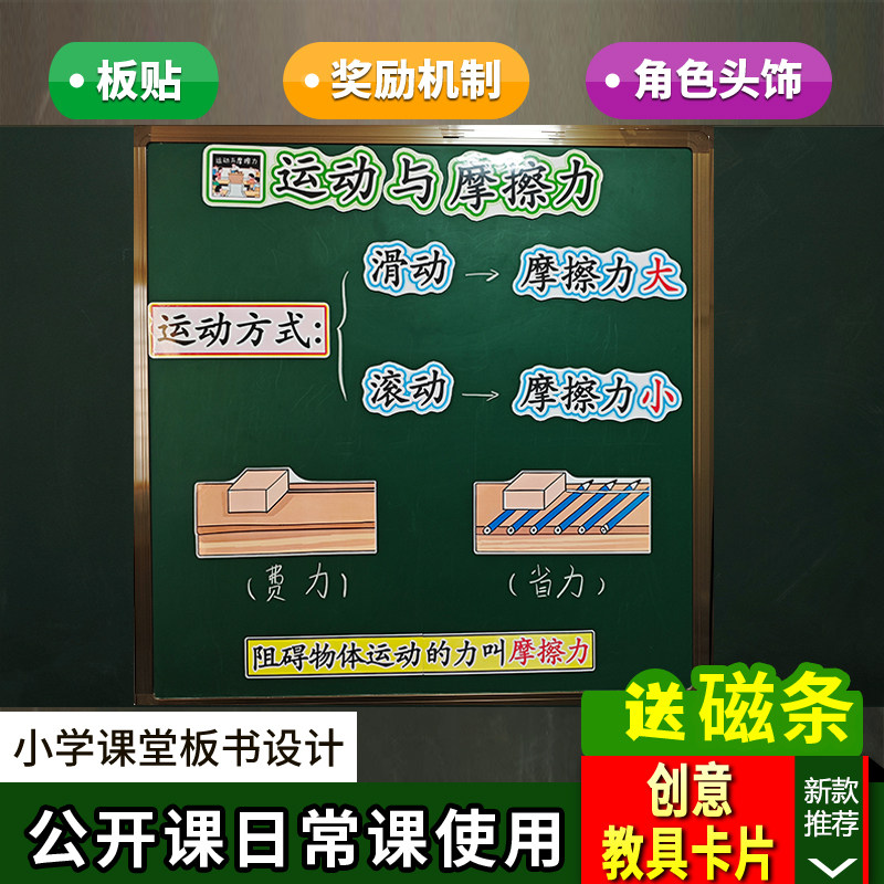 运动与摩擦力公开课板书设计教具小学科学四年级上册老师教学板贴