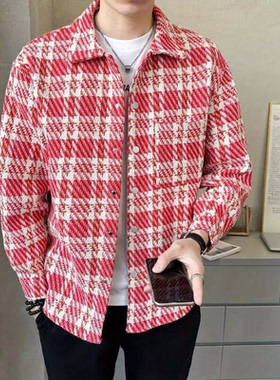 美式潮牌小香风格子外套男女秋季新款宽松百搭痞帅休闲青少年夹克