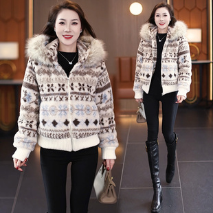 冬装羊羔毛绒外套费尔岛棉衣女2025新款羽绒棉服今年流行爆款棉袄