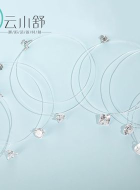 云小舒S925纯银项链项链单钻爱心星星锆石吊坠锁骨链