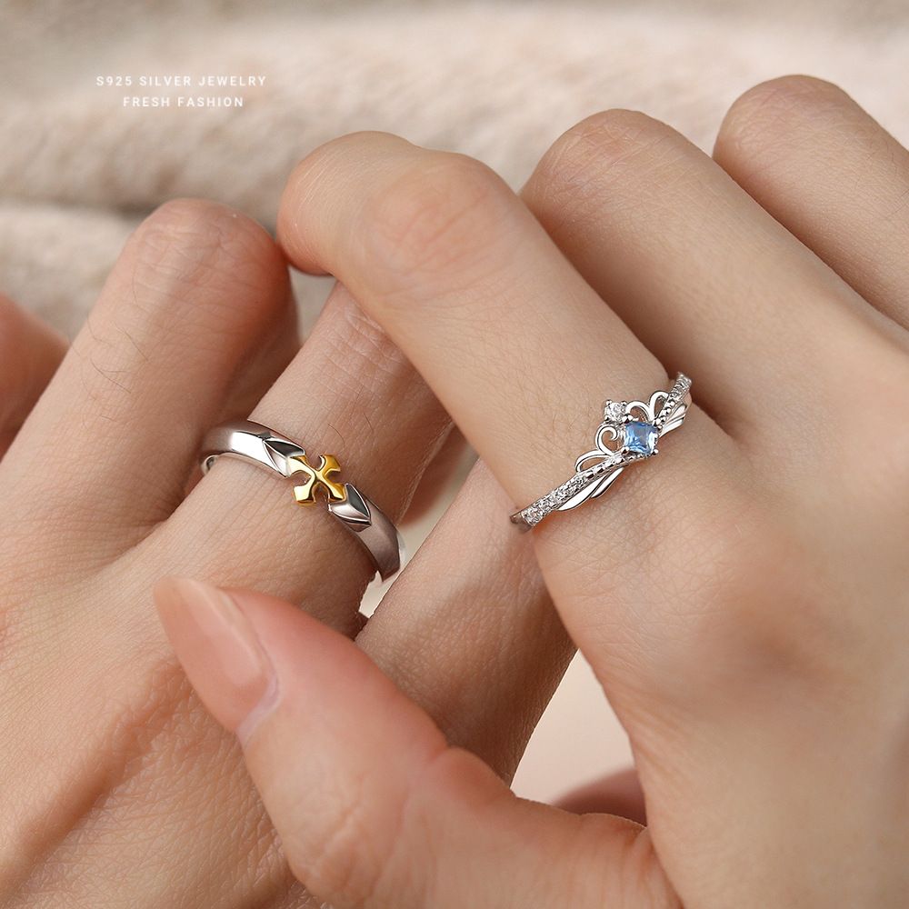 公主与骑士情侣戒指s925纯银时尚百搭轻奢设计感对戒情人节礼物