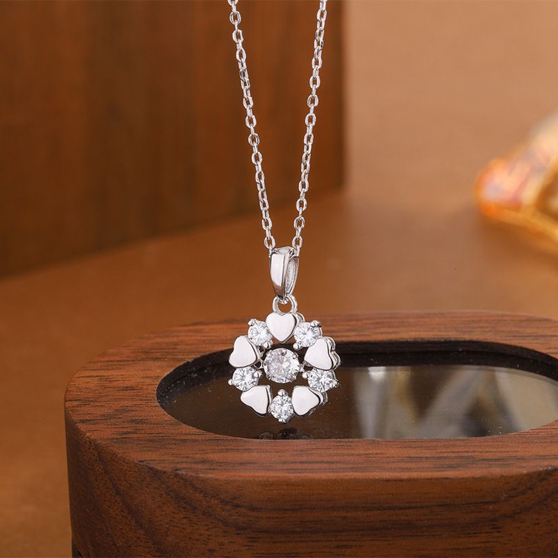 S925纯银灵动项链女百搭轻奢雪花吊坠小众设计跳动的心情人节项饰