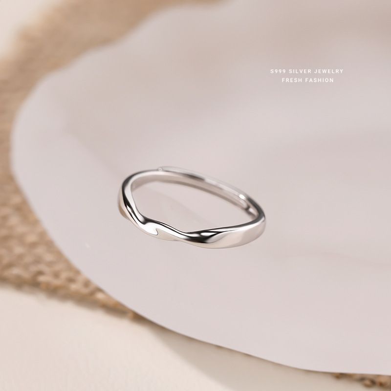 莫比乌斯戒指女s999纯银韩版时尚百搭轻奢可调节足银指环首饰