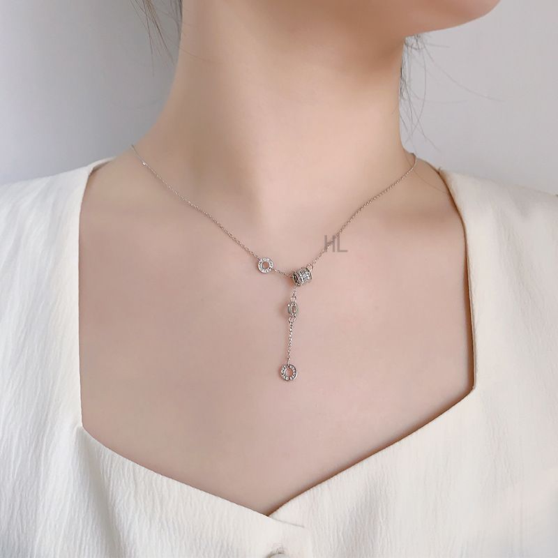 S925纯银小蛮腰镶钻项链女 轻奢小众设计百搭锁骨链