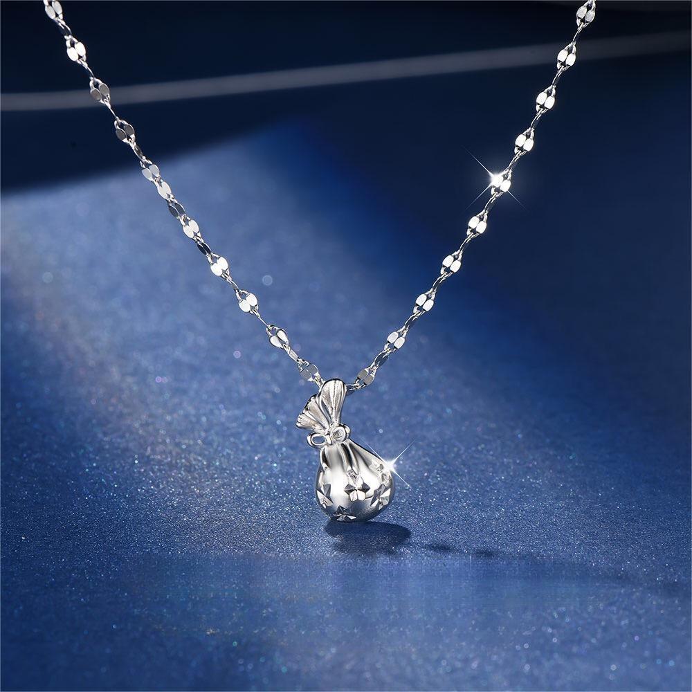 S925转运福袋项链女韩版轻奢小众设计感米字车花吊坠复古锁骨链