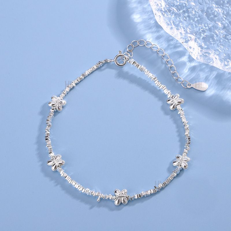 S990纯银蝴蝶碎银子项链手链轻奢简约高级感小众锁骨链送女友七夕