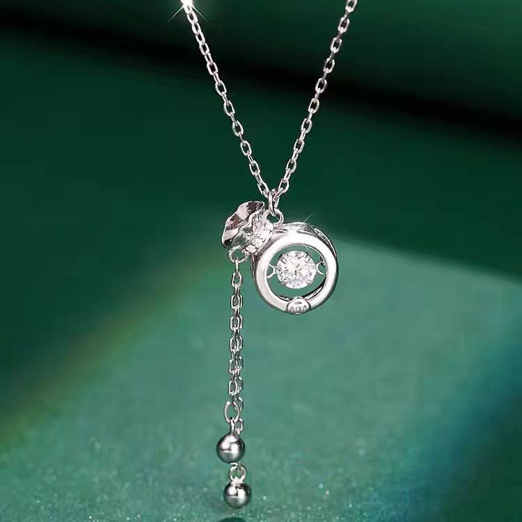 s990纯银新款新中式灵动锆石福袋流苏项链女轻奢国风本命年锁骨链