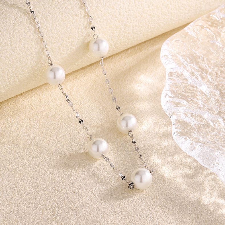 S925纯银一款多戴珍珠项链日韩仙女气质锁骨链轻奢小众网红毛衣链