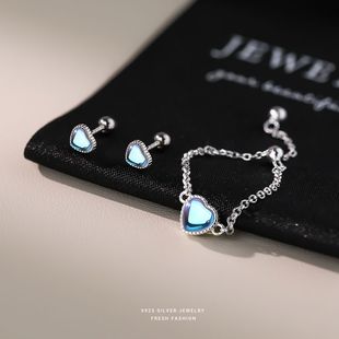 s925纯银月光石爱心戒指女小众设计高级感时尚轻奢百搭食指戒代发