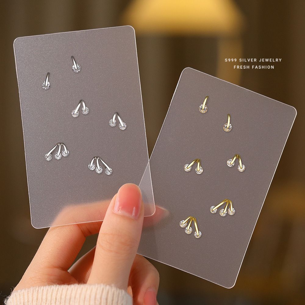 云小舒日韩简约百搭s999纯银锆石耳钉女小巧精致足银耳饰品