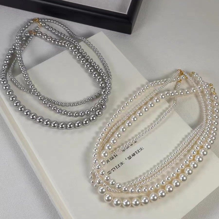 S925纯银施家珍珠项链夏季女轻奢高级感锁骨链时尚气质光泽感颈链