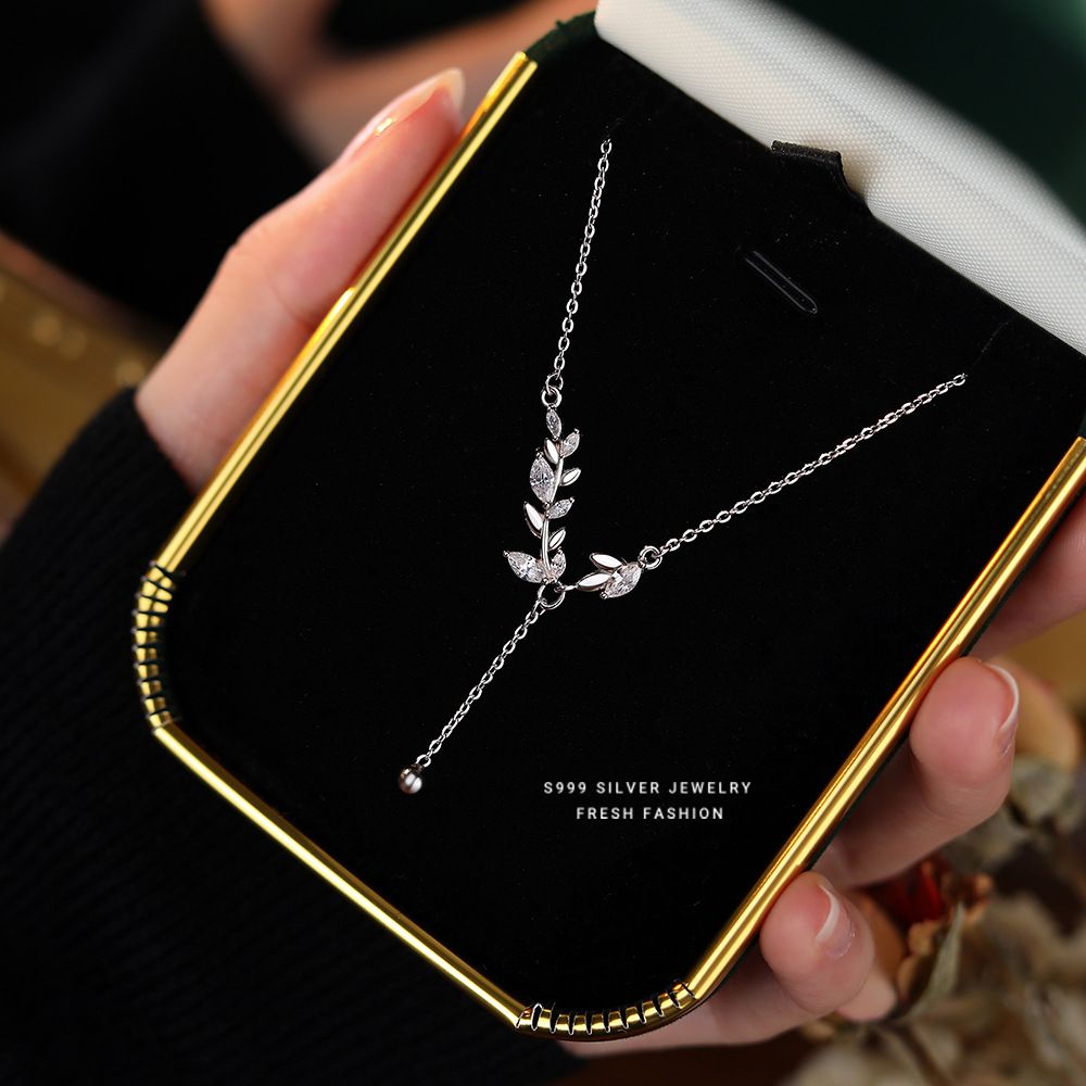 穗穗平安999银项链女款女生轻奢小众2023新款爆款麦穗颈链锁骨链