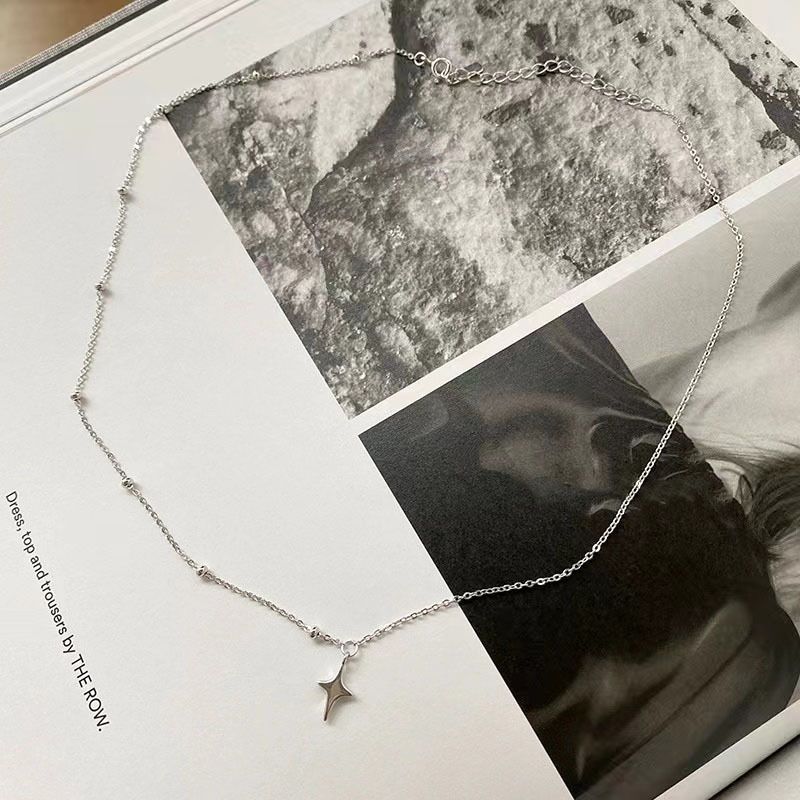 S999纯银星芒不对称项链女小众设计简约百搭锁骨链2025新品新款潮