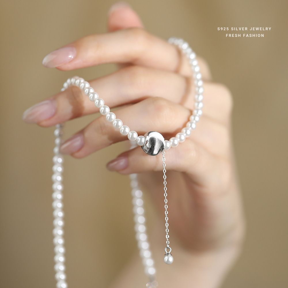 S家极光澳白色珍珠项链女长款高级配饰2025新爆款正品小米珠颈链