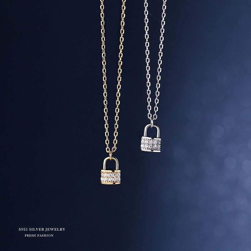 S925银轻奢复古小锁吊坠包包项链锁骨链女小众设计轻奢感配饰