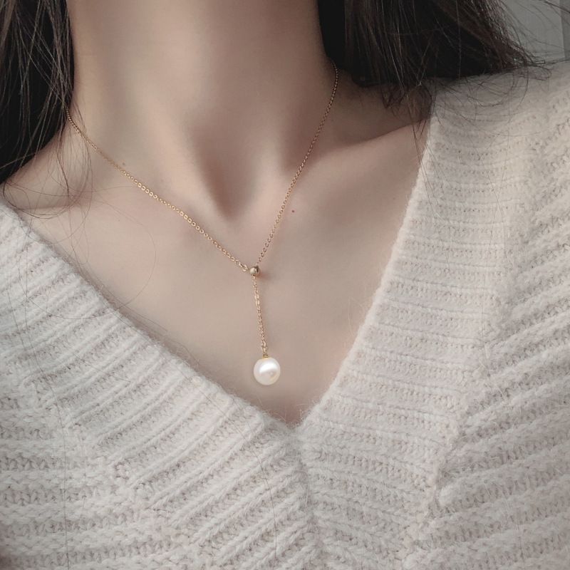 S925纯银气质施华洛珠纯银Y字抽拉项链一款多戴轻奢毛衣链锁骨链