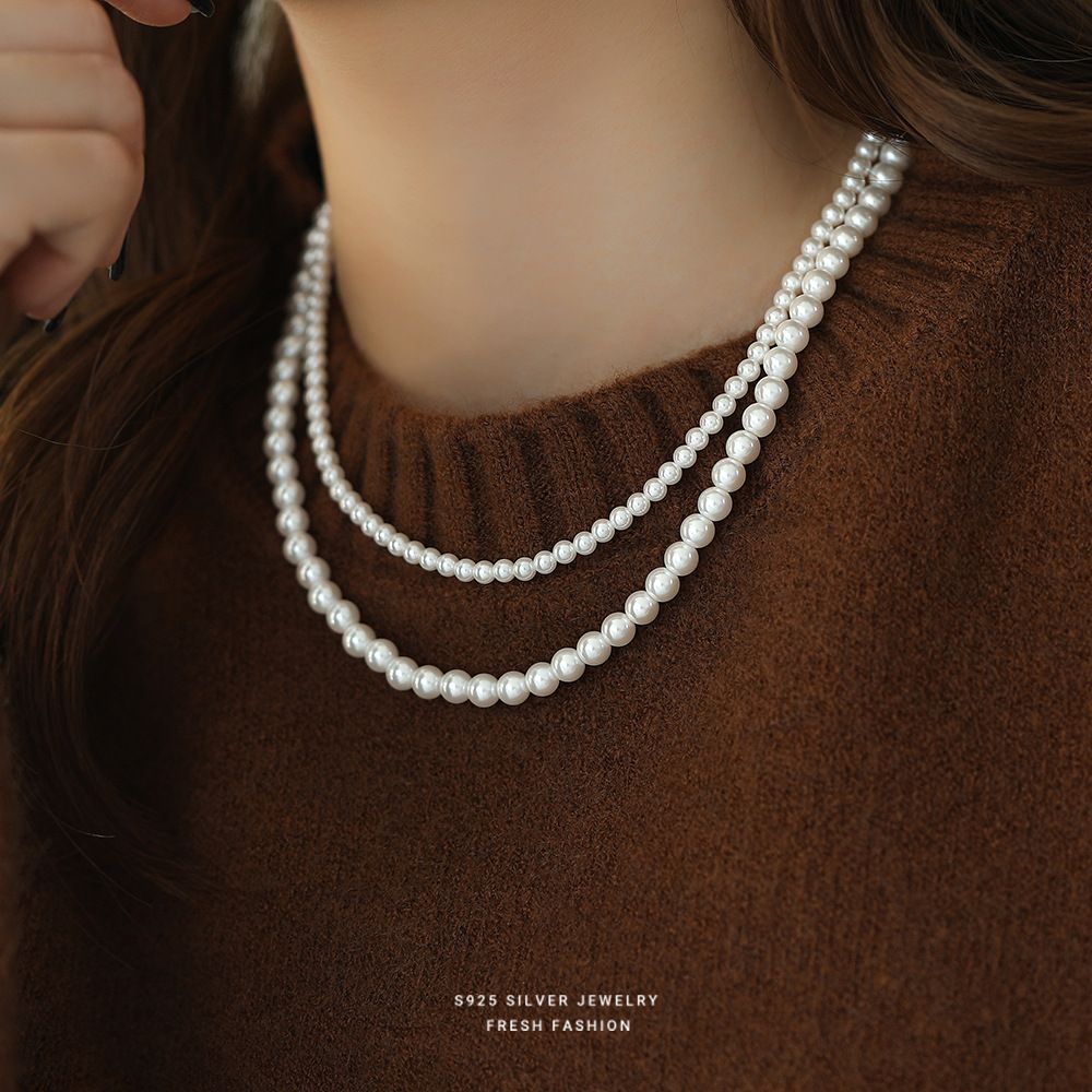 fever同款法式复古轻奢施家珠项链女s925纯银小众百搭优雅锁骨链