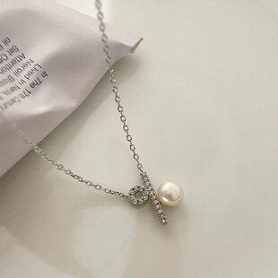 纯银S999气质高级感赫本风轻奢小众百分号音符珍珠项链爆款锁骨链