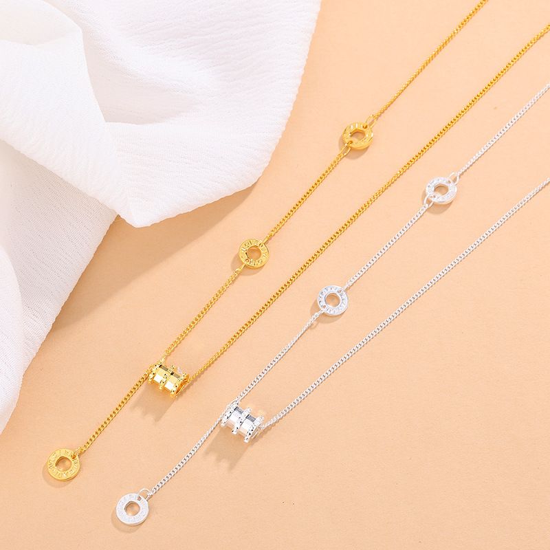 S999纯银小蛮腰圆牌转运珠项链女轻奢高级感小众设计流苏锁骨链