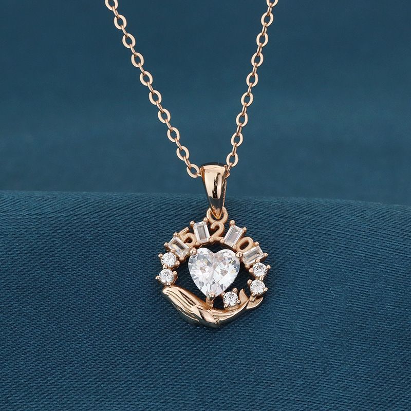 清仓S925纯银520鲸生有你圆环项链女韩版小清新爱心甜美锁骨链