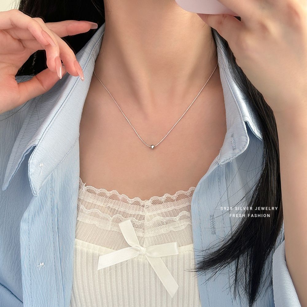 韩版东大门转运珠项链女s925纯银小众百搭圆珠锁骨链ins风蛇骨链