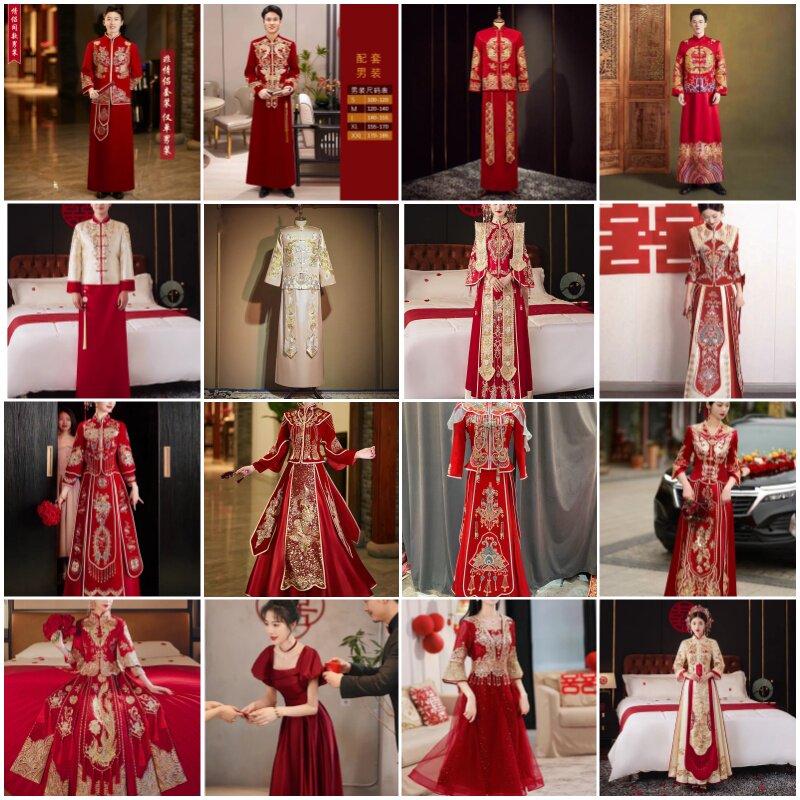 出租高端中式秀禾服婚服2024新款夏季小个子龙凤褂男嫁衣新娘租赁图片